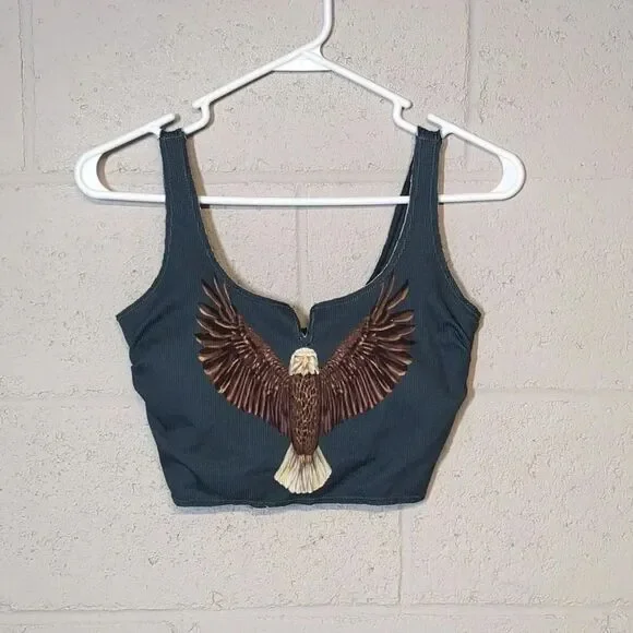 Women's Eagle Crop Top Bikini Top Size Small - Picture 1 of 5